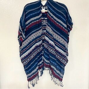 Like New! American Eagle Bohemian Tassel Embroidered Drape/Shawl One Size